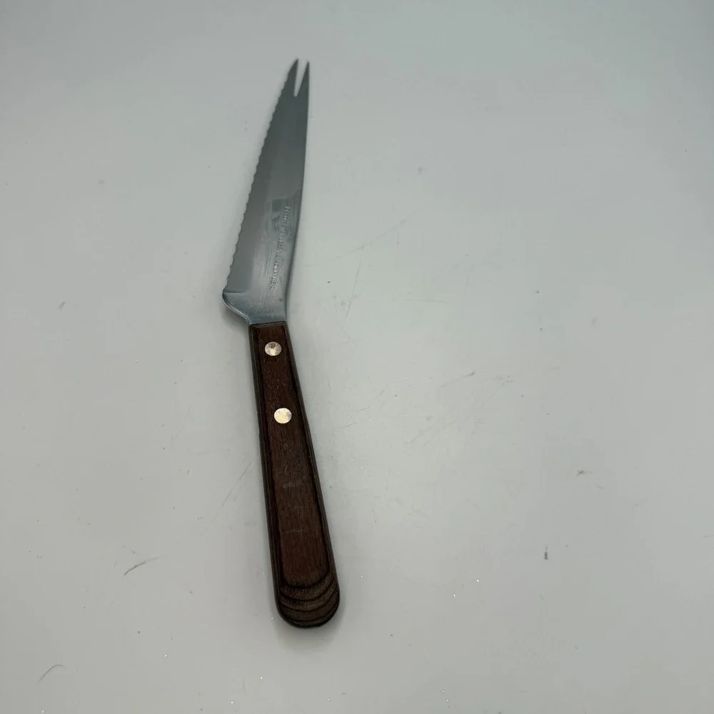 Vintage Ekco USA Flint V Stainless Vanadium Serrated Tomato Knife Wood Handle